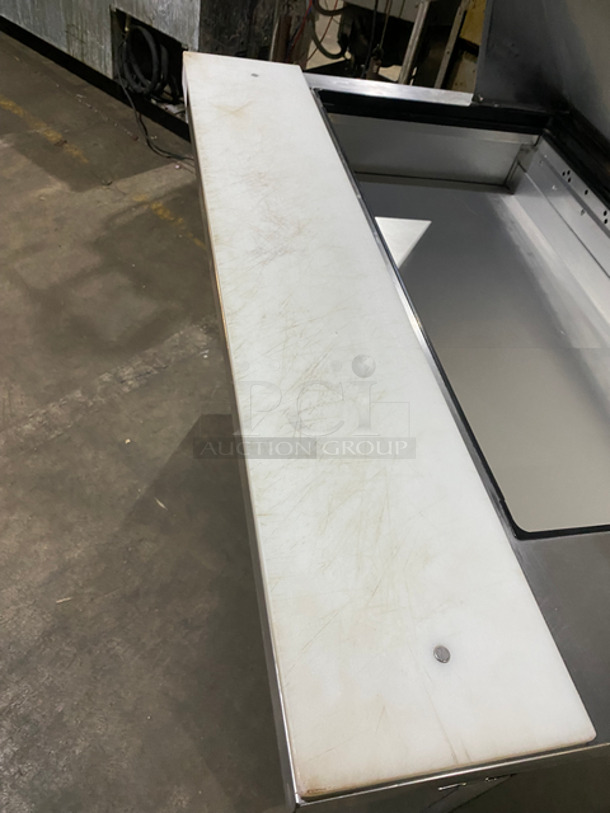 True Commercial Refrigerated Sandwich Prep Table! With Commercial Cutting Board! With 2 Door Storage Space Underneath! All Stainless Steel! On Casters! Model: TSSU4818MBHC SN: 9192478 115V 60HZ 1 Phase - Image 9 of 10
