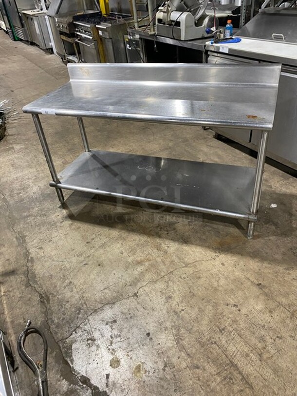 WOW! All Stainless Steel Work/Prep Table! With Backsplash! With Underneath Storage Space! On Legs! - Image 1 of 7