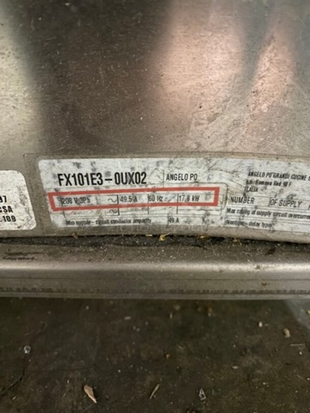 Angelo Po Commercial Combi Convection Oven! With Digital Controls! With View Through Door! Metal Oven Racks! All Stainless Steel! Model: FX101E30UX02 SN: 83588113501 208V 60HZ 3 Phase - Image 9 of 12