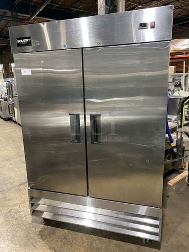 Industry Commercial 2 Door Freezer! With Poly Coated Racks! All Stainless Steel! On Casters! Model: CFD2FFEHC SN: 6093171417050208 115V