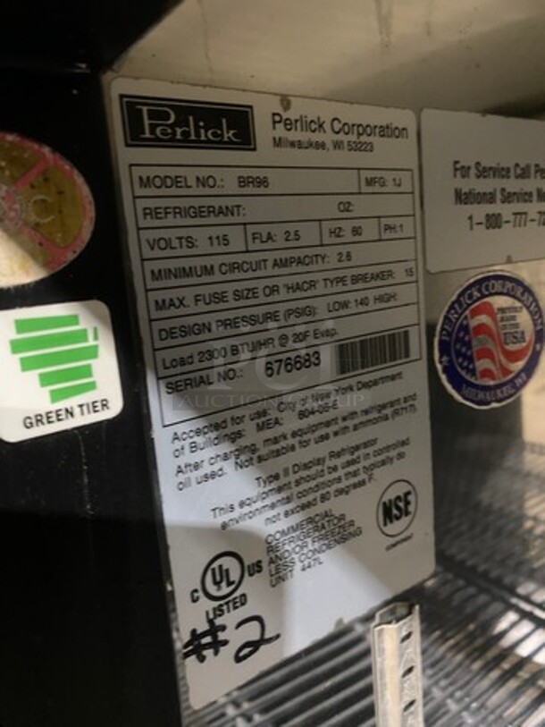 AMAZING! Perlick Commercial 4 Door Bar Back Cooler! With Poly Coated Racks! All Stainless Steel! On Legs! Remote Compressor/No Compressor! Model: BR96 SN: 676683 115V 60HZ 1 Phase - Image 9 of 11