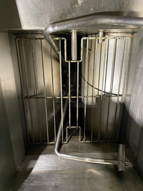 Frymaster Commercial Natural Gas Powered 2 Bay Deep Fat Fryer With Middle Dumping Station! With Back Splash! All Stainless Steel! On Casters! Model: FM245EBLMSC SN: 0012GI0052 - Image 7 of 11