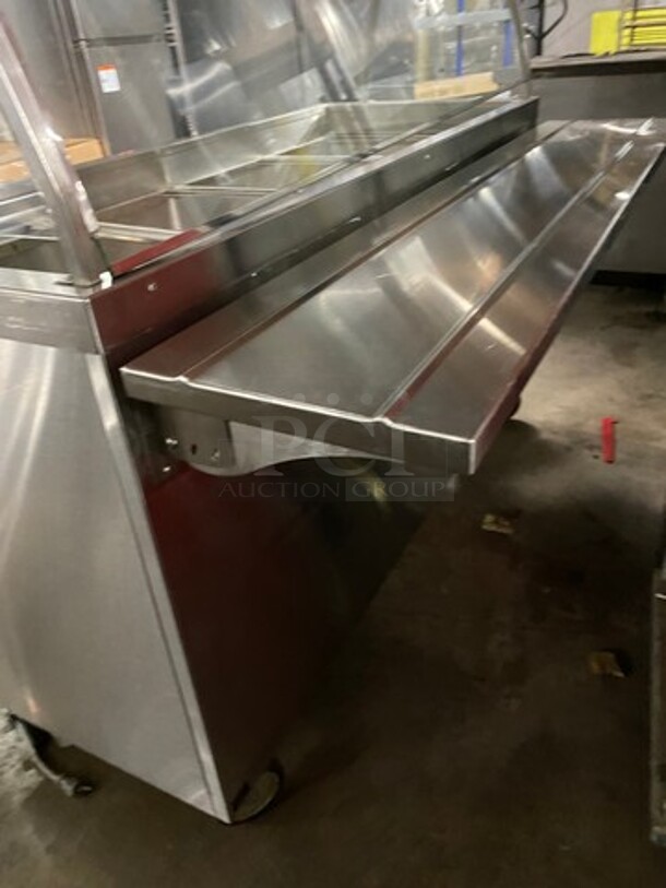 Duke Commercial Refrigerated Food Serving Station Counter/ Cold Pan! With Sneeze Guard! With Lowering Prep Line! All Stainless Steel! On Casters! MEASUREMENTS INCLUDE PREPLINE! WORKING WHEN REMOVED! - Image 11 of 11
