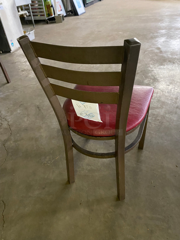 Red Cushioned Chairs! With Brown Metal Body! 4x Your Bid! - Image 3 of 7