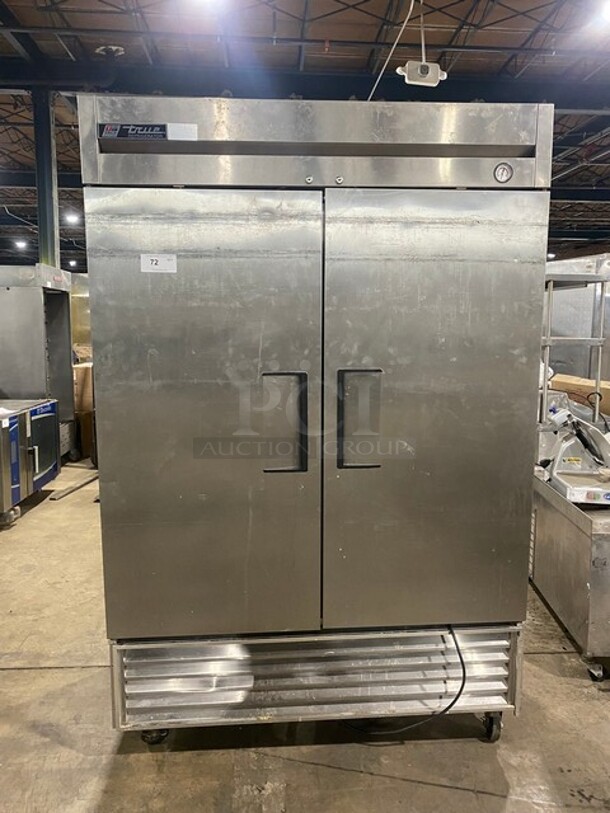 True Commercial 2 Door Reach In Refrigerator! All Stainless Steel! With Poly Coated Racks! On Casters! 115V 1 Phase! Model: T-49 SN: 1-3852808! Working When Removed! - Image 1 of 8