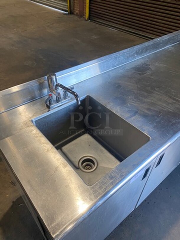 All Stainless Steel Commercial Prep Table! With Left Side Hand Sink! With 4 Door Underneath Storage Space! On Legs! - Image 5 of 9