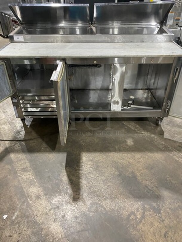 Leader Commercial Refrigerated Marble Top Pizza Prep Table! With 3 Door Underneath Storage Space! All Stainless Steel! On Casters! Model: PT72 SN: PT043536 115V 60HZ 1 Phase - Image 5 of 10