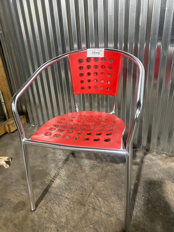 NEW! Stackable Aluminum Patio Armchair With Polypropylene Seat In Red! 5x Your Bid! - Image 7 of 7