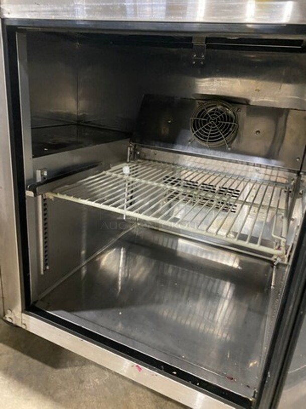 Turbo Air Commercial Refrigerated Food Serving Station Counter/Cold Pan! With Sneeze Guard! With Single Door Underneath Storage Space! All Stainless Steel Body! On Casters! WORKING WHEN REMOVED! Model: JBT36N SN: H2JB3T0D8612 115V - Image 4 of 9