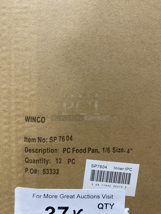 NEW! WINCO Food Pan 1/6 size 4" Model SP7604 12X Your Bid!  - Image 2 of 7