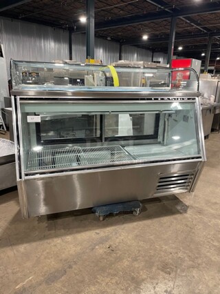 AWESOME! Leader 7/11 Style Commercial Refrigerated Glass Front Meat Deli Display Case! With Additional Top Display! With Rear Access Sliding Doors! With Poly Coated Racks!  115V 1 Phase! Model: SDL72 S/C SN: PW03M1401A!