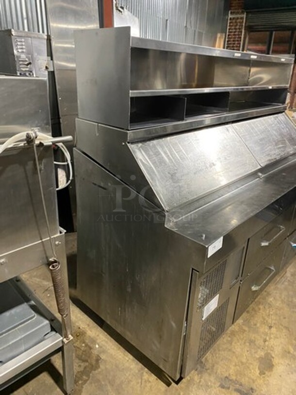 Randell Commercial Refrigerated Sandwich Prep Table! With 4 Drawer Storage Space! With Over Head Storage Shelf! All Stainless Steel! Model: 51368PR SN: 19452711 - Image 4 of 10