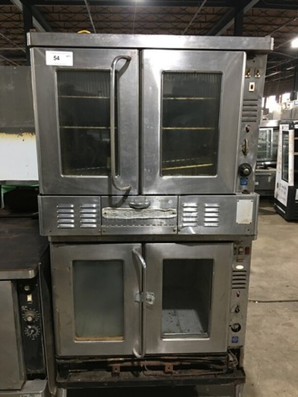 Blodgett Commercial Natural Gas Powered Double Deck Convection Oven! With View Through Doors! Metal Oven Racks! All Stainless Steel! On Legs!