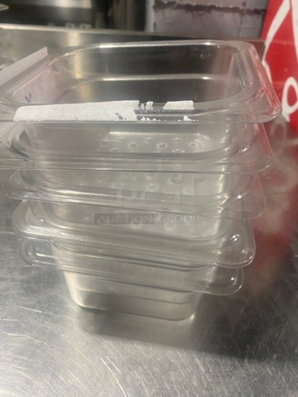 Cambro Clear Poly 1/6x4" Perforated Containers! 5x Your Bid! - Image 2 of 4
