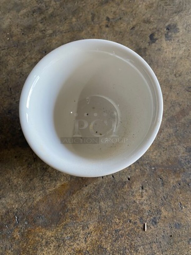 ALL ONE MONEY! Homer Laughlin White Ceramic Ramekin! Includes Black Poly Crate! - Image 4 of 5