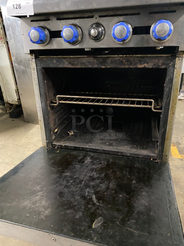 Imperial Commercial Natural Gas Powered 4 Burner Stove! With Raised Back Splash And Salamander Shelf! With Oven Underneath! All Stainless Steel! On Casters! - Image 8 of 11