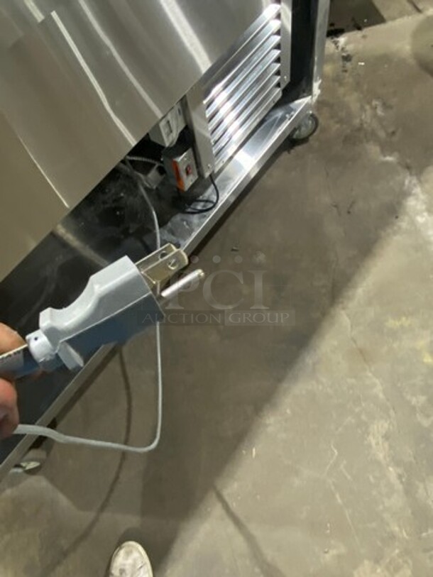 Duke Commercial Refrigerated Food Serving Station Counter/ Cold Pan! With Sneeze Guard! With Lowering Prep Line! All Stainless Steel! On Casters! MEASUREMENTS INCLUDE PREPLINE! - Image 6 of 6