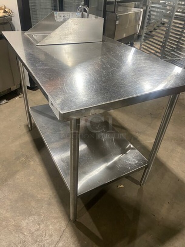 NICE! Commercial Work Top/ Prep Table! With Built In Hand Washing Sink! Sink Has Side And Back Splash! Faucet And Handles! With Storage Space Underneath! All Stainless Steel! On Legs! - Image 2 of 8