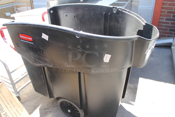 BRAND NEW! Rubbermaid Black Poly Mega Brute Cart on Casters. - Image 1 of 5
