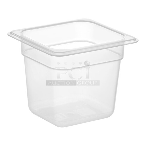 16 Boxes of 24 BRAND NEW IN BOX! Vigor 247FP166PP 1/6 Size 6" Deep Translucent Polypropylene Food Pan. 16 Times Your Bid! - Image 1 of 3