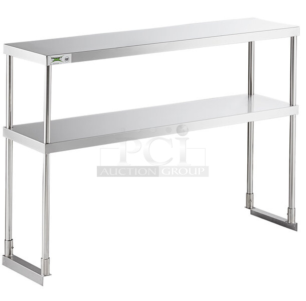 BRAND NEW SCRATCH AND DENT! Regency 600S1248 Stainless Steel Double Deck Overshelf - 12" x 48" x 32" - Image 1 of 5