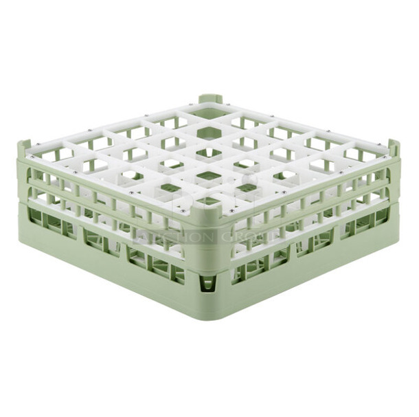 BRAND NEW! Vollrath 52711 Signature Full-Size Light Green 25-Compartment 5 11/16" Tall Glass Rack - Image 1 of 5