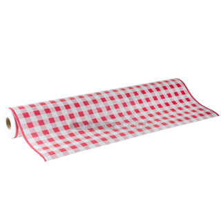 Lot of 4 BRAND NEW SCRATCH AND DENT! 593TCRED300 40" x 300' Paper Table Cover with Red Gingham Pattern