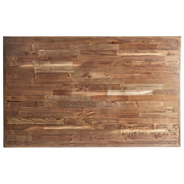 BRAND NEW SCRATCH AND DENT! Lancaster Table & Seating 3493048BBVIN 30" x 48" Rectangular Wood Butcher Block Table Top with Vintage Finish - Image 1 of 3