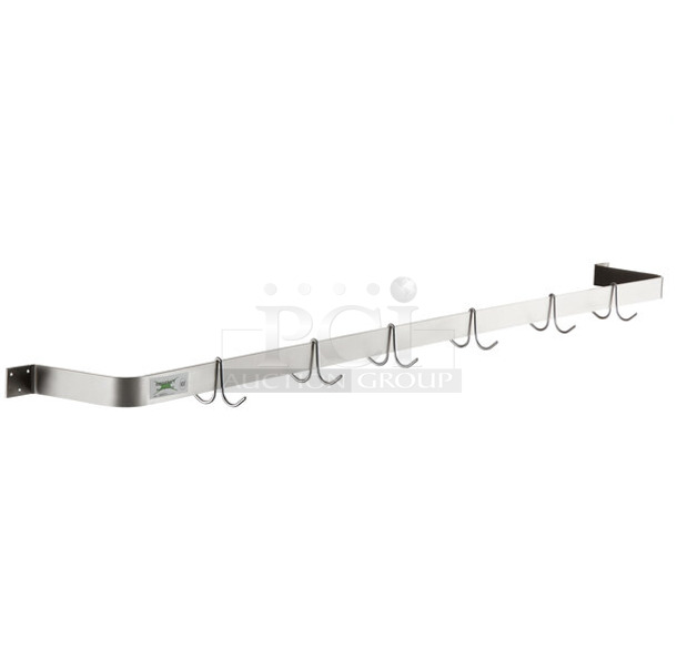 BRAND NEW SCRATCH AND DENT! Regency 600SLW72 72" Stainless Steel Wall Mounted Single Line Pot Rack. No Hooks.  - Image 1 of 2