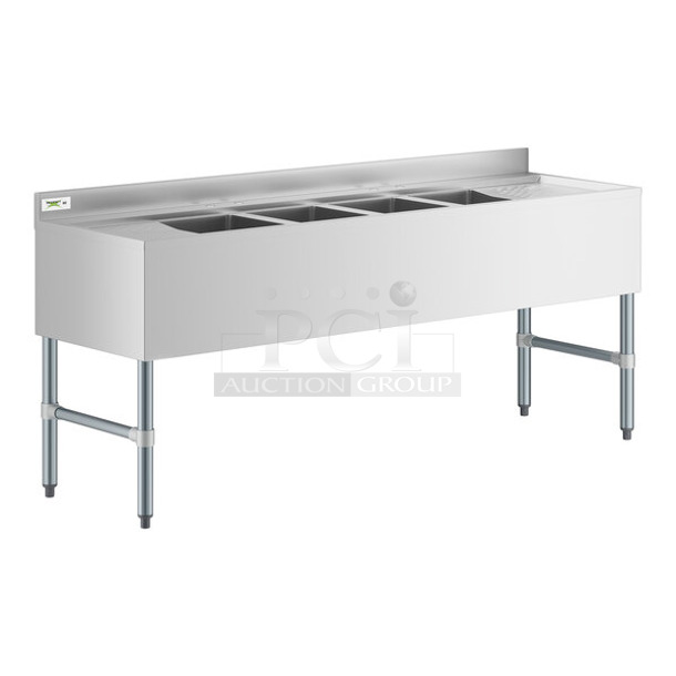 BRAND NEW SCRATCH AND DENT! Regency 600B42172213 Stainless Steel 4 Bowl Underbar Sink with Two Drainboards