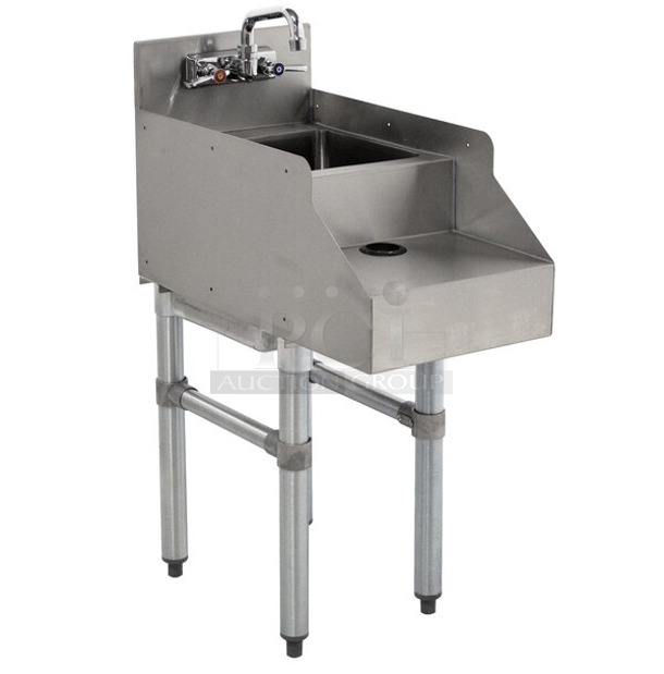 BRAND NEW SCRATCH AND DENT! Advance Tabco SL-RS-12 Stainless Steel Blender Station with Dump Sink. No Legs. 