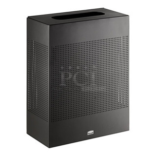 BRAND NEW SCRATCH AND DENT! Rubbermaid FGSR18EPLTBK Silhouettes Textured Black Steel Designer Rectangular Waste Receptacle - 22.5 Gallon
