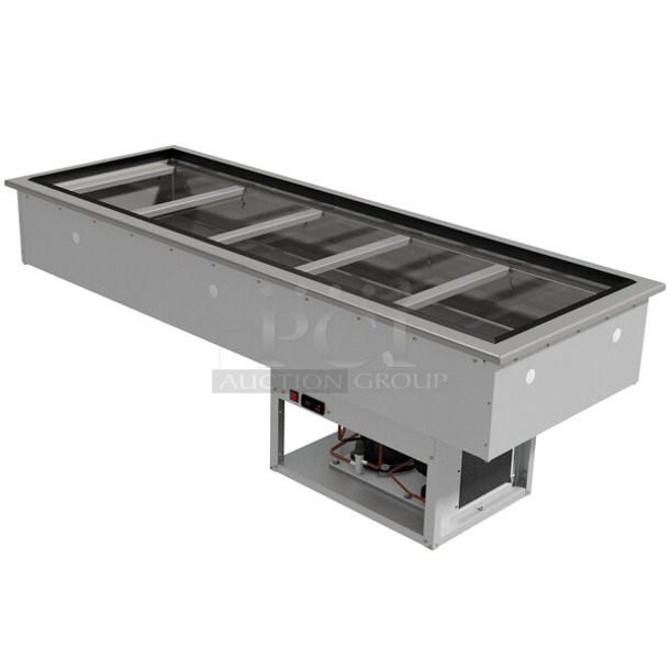 BRAND NEW SCRATCH AND DENT! Advance Tabco DIRCP-5  Stainless Steel Five Pan Drop-In Refrigerated Cold Pan Unit. 120 Volts, 1 Phase.  Tested and Powers On But Does Not Get Cold - Image 1 of 6