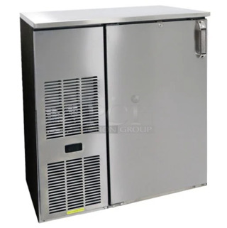 BRAND NEW! Glastender C1FB32 Stainless Steel Commercial Single Door Undercounter Cooler. 120 Volts, 1 Phase. Tested and Working!