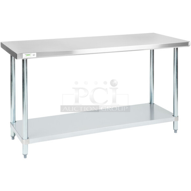 BRAND NEW SCRATCH AND DENT! Regency 600T2460G 24" x 60" 18-Gauge 304 Stainless Steel Commercial Work Table with Galvanized Legs and Undershelf. May Be Missing Pieces. - Image 1 of 2