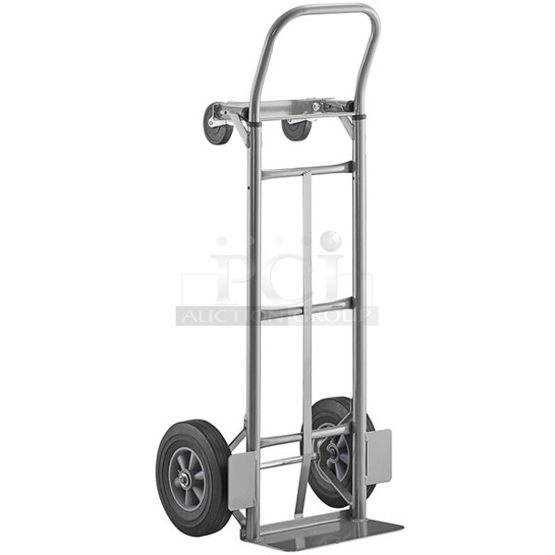 BRAND NEW SCRATCH AND DENT! Lavex 503HDTH21GR 500 lb. Gray 2-in-1 Convertible Hand Truck With 10" Solid Rubber Wheels - Image 1 of 3