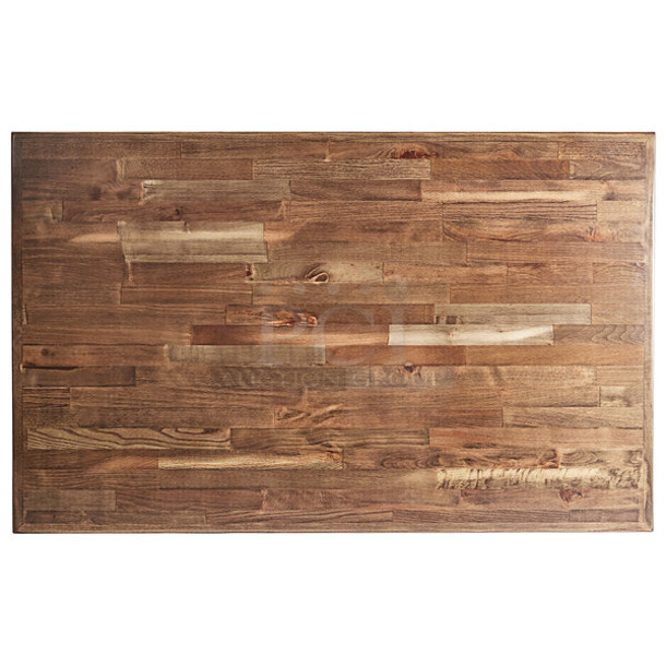 BRAND NEW SCRATCH AND DENT Lancaster Table & Seating 3493048BBVIN 30" x 48" Rectangular Wood Butcher Block Table Top with Vintage Finish - Image 1 of 3