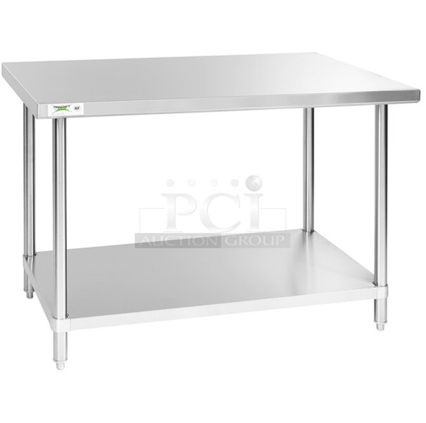 BRAND NEW SCRATCH AND DENT! Regency 600TS3048S 30" x 48" 16-Gauge 304 Stainless Steel Commercial Work Table with Undershelf. May Be Missing Pieces.  - Image 1 of 3