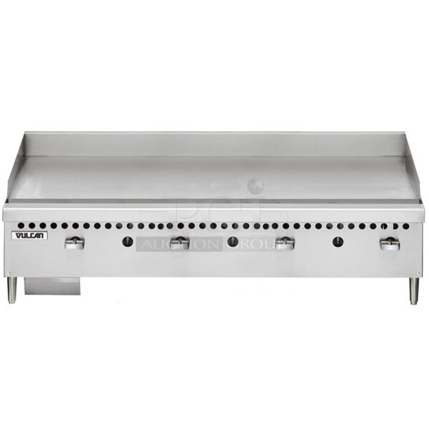 BRAND NEW SCRATCH AND DENT! Vulcan VCRG48-11 Stainless Steel Commercial Countertop Natural Gas 48" Countertop Griddle with Manual Controls. 100,000 BTU - Image 1 of 5