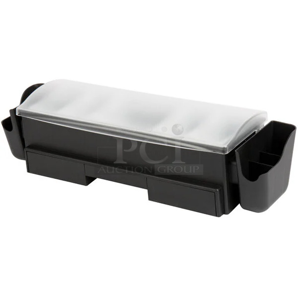 BRAND NEW SCRATCH AND DENT! Tablecraft BCD1400 5-Compartment Condiment Bar with 5 Glass Rimming Trays - Image 1 of 3