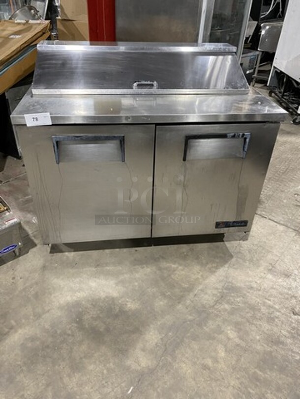 True Refrigerated Sandwich Prep Table! Model TSSU48-12 Serial 5080601! 115V 1 Phase! On Commercial Casters! 