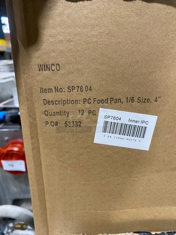 NEW In Box! Winco 12Pc 1/6 Size Polycarbonate Clear Food Pans!  - Image 2 of 6