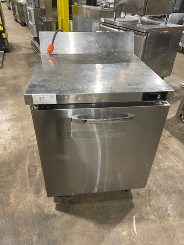 Continental Commercial Single Door Lowboy/Worktop Freezer! With Back Splash! All Stainless Steel! Model: SWF27BS SN: 15850728 115V 60HZ 1 Phase