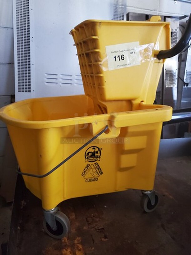 Mop Bucket & Wringer Heavy Duty, Yellow - Image 3 of 4