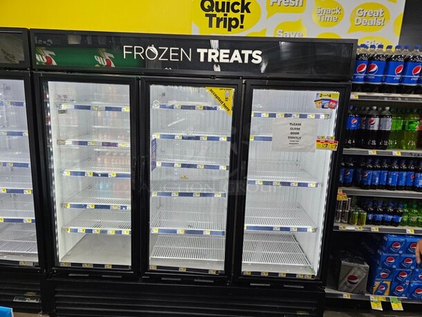 True GDM-72F-HC~TSL01 Three Section Display Freezer w/ Swing Doors! Very nice condition! - Image 1 of 2