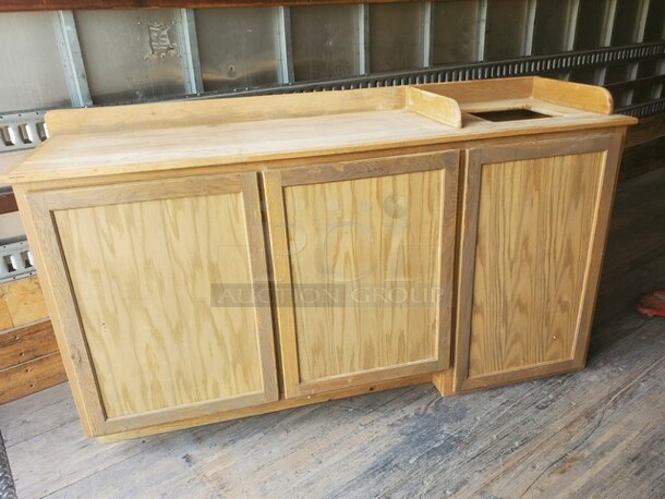 68" Food and Beverage Cabinet with Trash Receptacle, Very good shape! - Image 2 of 5