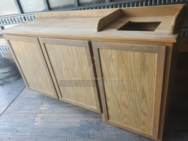 68" Food and Beverage Cabinet with Trash Receptacle, Very good shape! - Image 5 of 5