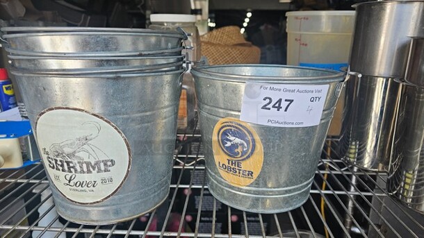 Lot of 4 Round Serving Pails - Image 1 of 2