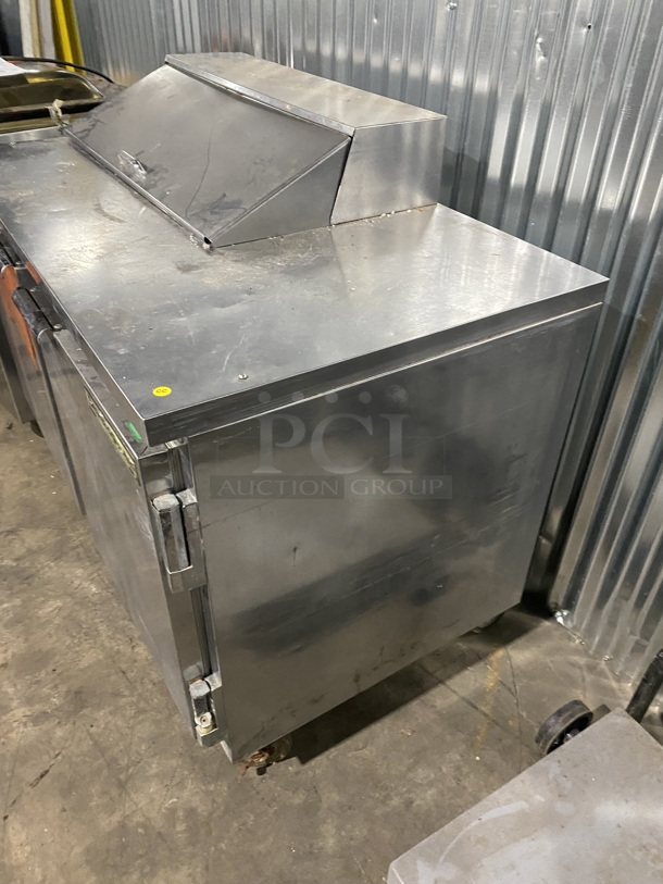 Beverage Air SP48-08 Stainless Steel Commercial Sandwich Salad Bain Marie Prep Table! On Commercial Casters!  115 Volts, 1 Phase.  - Image 2 of 11