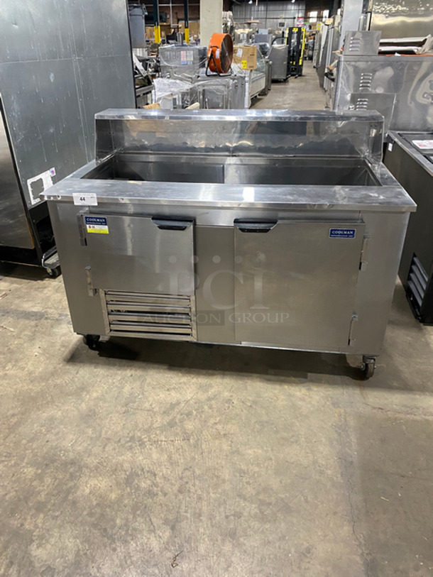 Coolman Commercial Refrigerated Sandwich Prep Table! With 2 Door Underneath Storage Space! All Stainless Steel! On Casters! Model: CRI60BM SN: 114451 120V 60HZ 1 Phase